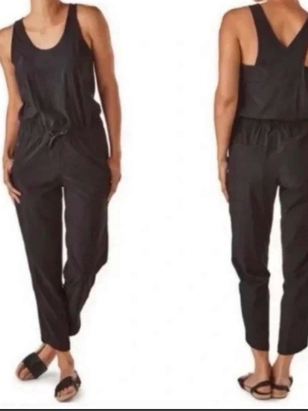 Patagonia Fleetwith Black Sleeveless Drawstring Waist Jumpsuit
